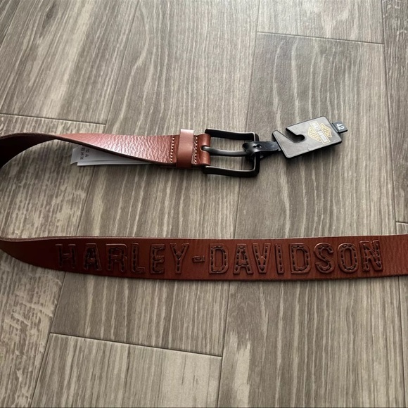 ✔️HARLEY DAVIDSON MENS LEATHER BELT WITH LOGO - Picture 7 of 11